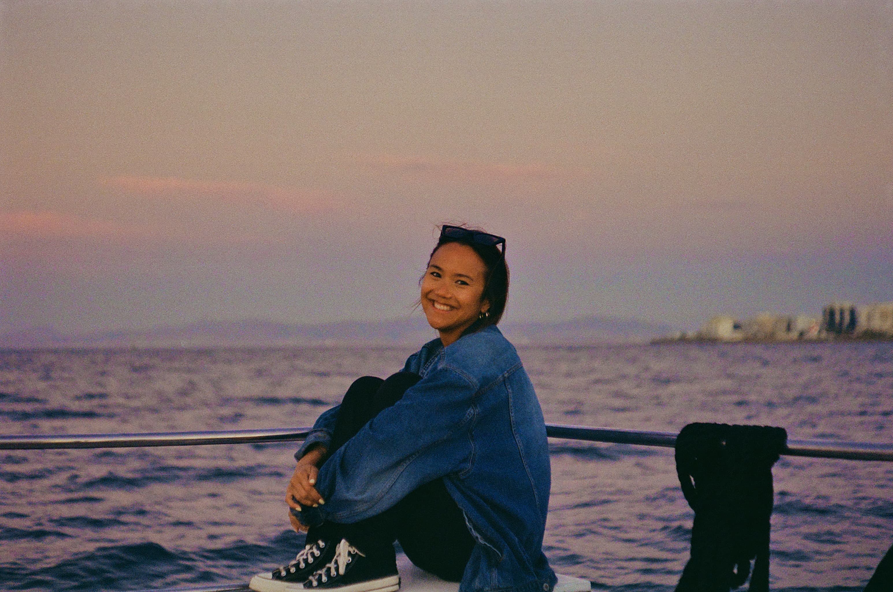Shirin at sunset by the ocean